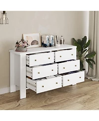 gaomon White Dresser for Bedroom, 6 Drawer Dresser with Metal Handle, Dresser Organizer