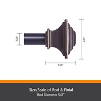 Kenney Fast Fit Mission 5/8 Inch Decorative Curtain Rod - Easy Install Window Treatment
