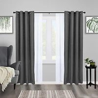 Kenney 5/8 Inch Standard Double Curtain Rod with Decorative Ball Finials in Matte Black