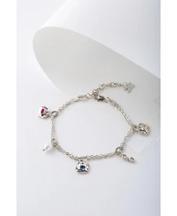 Iris Colored Cubic Zirconia and Freshwater Pearl Charms Anklet