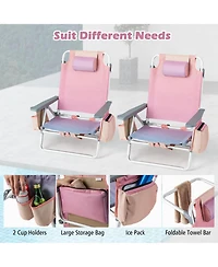 Sugift 2 Pieces Folding Backpack Beach Chair with Pillow