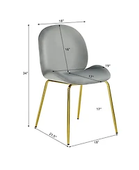 Gymax 4PCS Velvet Dining Chair Accent Leisure Chair Armless Side Chair Green