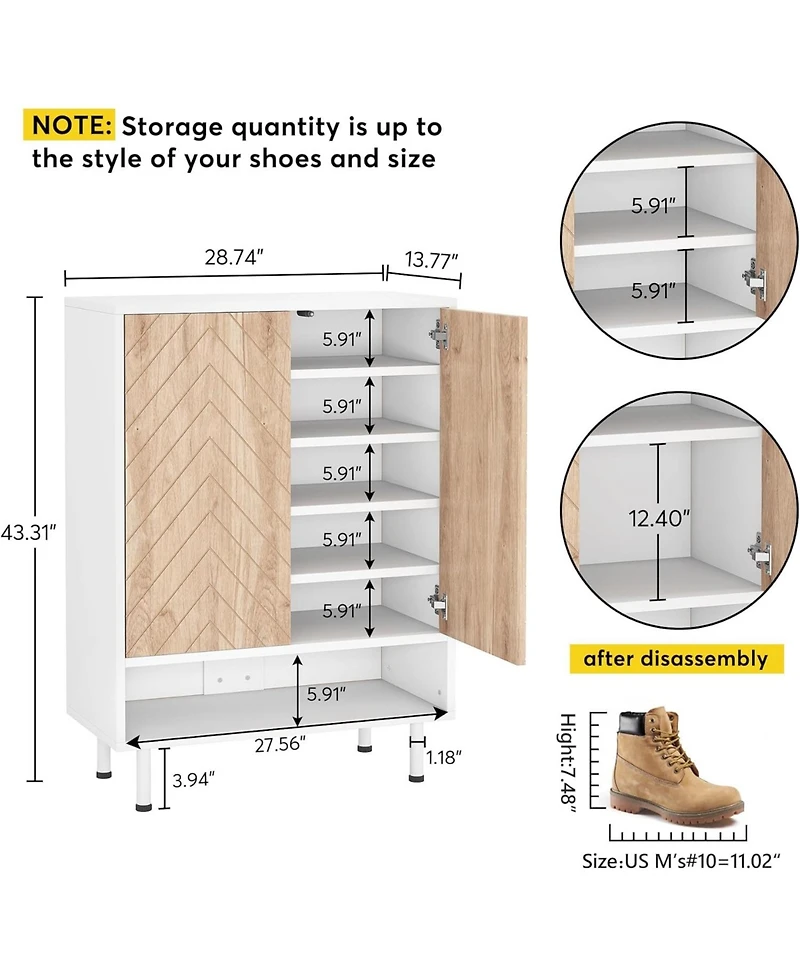 Tribesigns 6-Tier Shoe Cabinet, 18 Pair Rack Organizer Cabinet with Door and Shelves for Entryway Hallway Closet