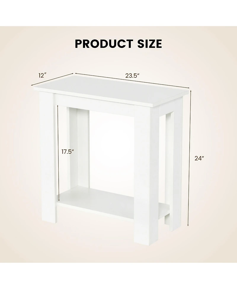 Gymax 2-Tier End Table Modern Sofa Bedside Table Compact Nightstand with Storage Shelf