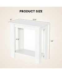 Gymax 2-Tier End Table Modern Sofa Bedside Table Compact Nightstand with Storage Shelf