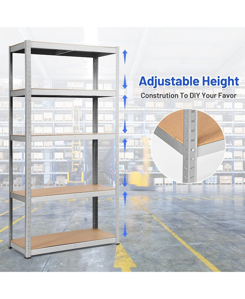 Sugift 72 Inch Storage Shelf Steel Metal 5 Levels Adjustable Shelves
