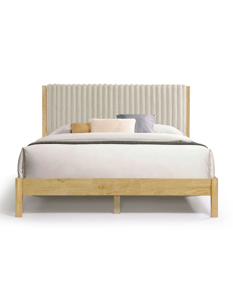 Furniture of America Alder Queen Platform Bed with Corduroy Fabric Upholstery