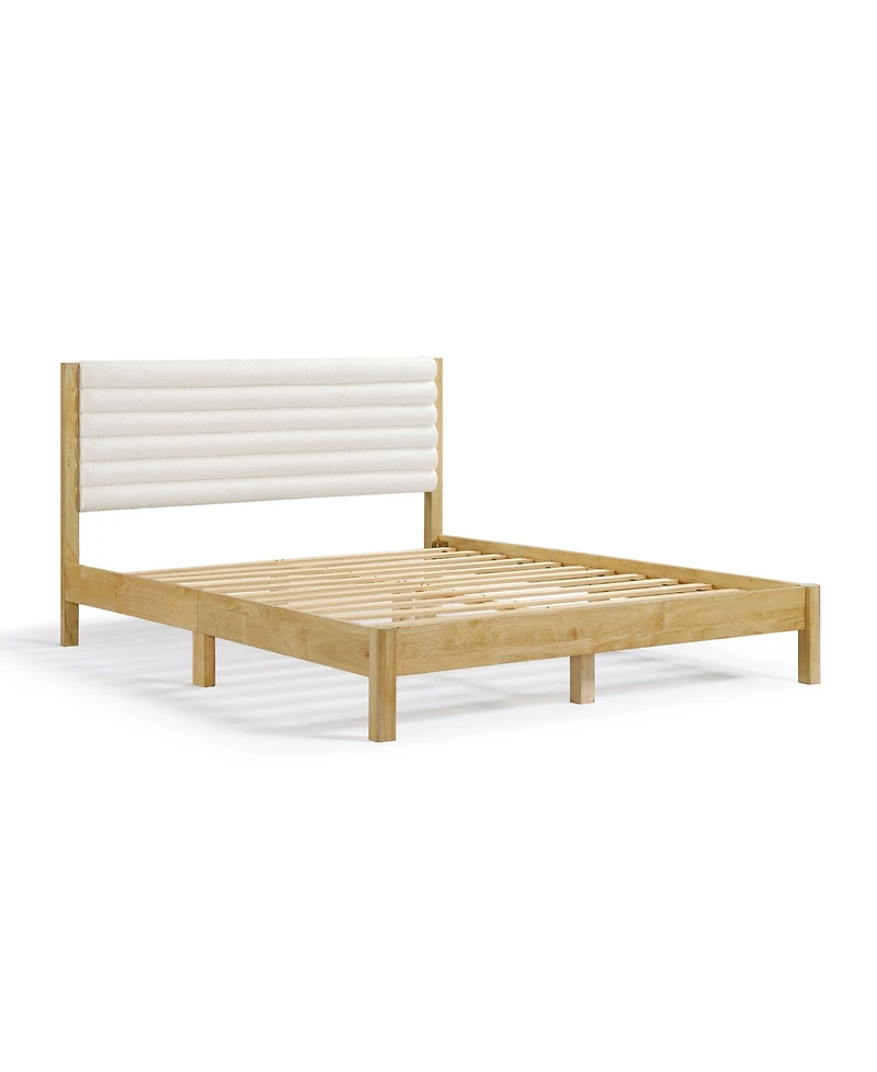 Furniture of America Adin Queen Platform Bed with Boucle Upholstery