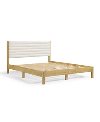 Furniture of America Adin Queen Platform Bed with Boucle Upholstery