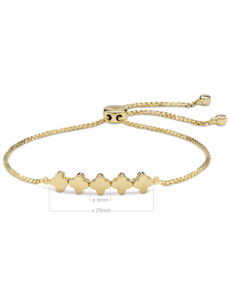 Devata Clover Box Chain Slider Bolo Bracelet in 14K Gold, Fits 6.0 in to 8.0 in wrist, approx. 4.3 grams