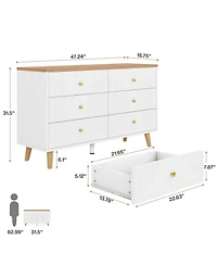 Tribesigns 6 Drawer Dresser, 47" Modern Wood Storage Organizer Chest of Drawers
