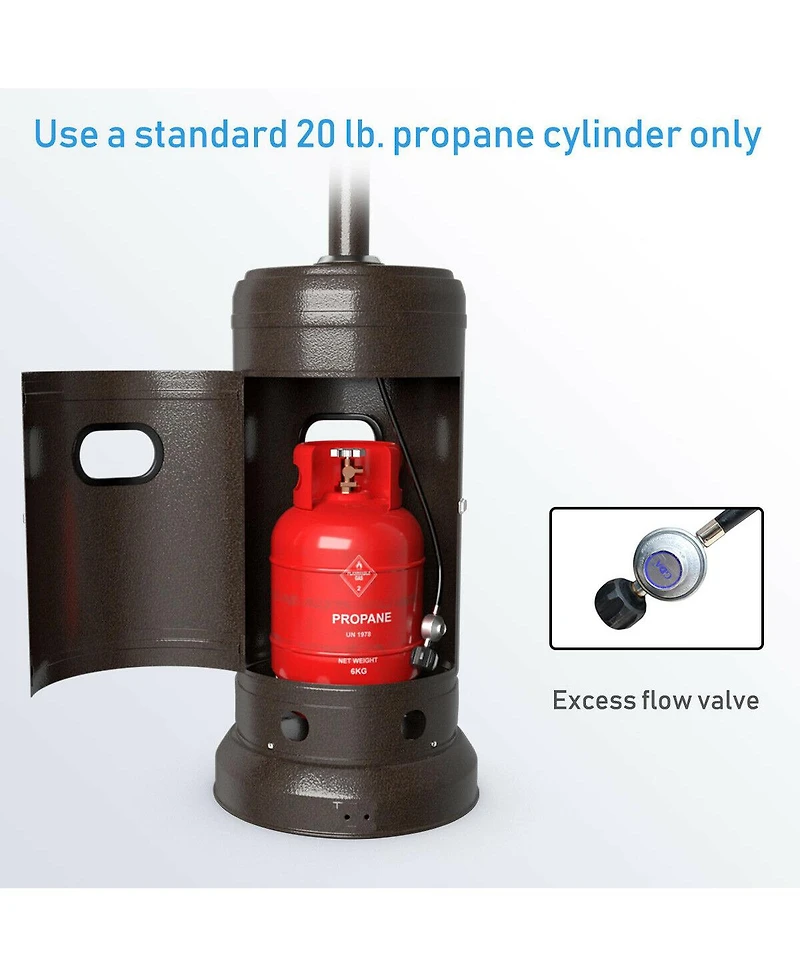 Gymax Outdoor Patio Heater Propane Standing Lp Gas Steel W/Table & Wheels Bronze