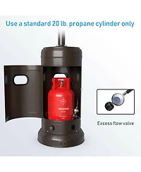 Gymax Outdoor Patio Heater Propane Standing Lp Gas Steel W/Table & Wheels Bronze
