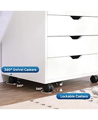 5-Drawer Wood Dresser with Top Cabinet Storage, Mobile Chest of Drawers, Wide Storage Space for Home Office
