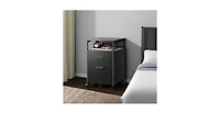 2 Drawer File Cabinet, Mobile Printer Stand with Open Storage Shelf, Wood Filing Cabinet fits A4 or Letter Size for Home Office, Black