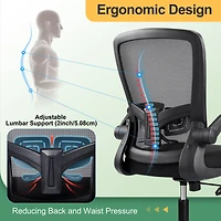 Galaxhero Heavy-Duty 300 lb Capacity Ergonomic Mesh Office Chair for Home & Gaming with Flip-Up Arms, Adjustable Lumbar Support and Tall Back
