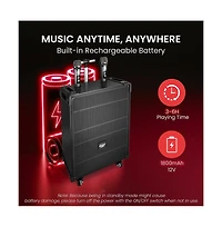 Pyle 10'' Portable Wireless Bluetooth Speaker System - Built-in Rechargeable Battery, Wireless Microphone, Usb/Micro Sd/Fm