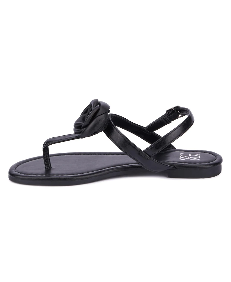 Rosette Women's Single Flower Thong T-Strap Sandal