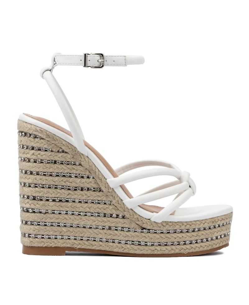 Electra Women's Rhinestone Embedded Wedge Sandals