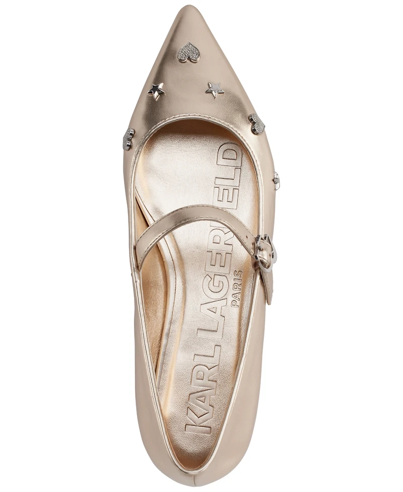 Karl Lagerfeld Paris Women's Veyda Mary Jane Pointed Toe Flats