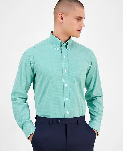 Club Room Men's Regular Fit Mini Gingham Dress Shirt