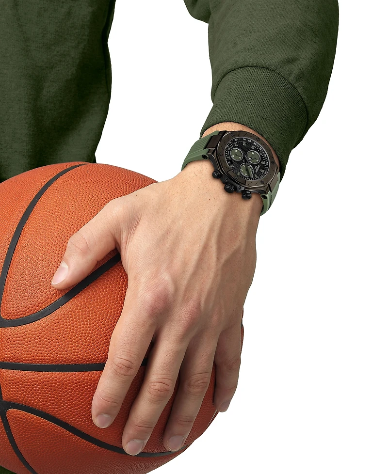 Tissot Men's Swiss Chronograph T-Race Green Rubber Strap Watch 45mm