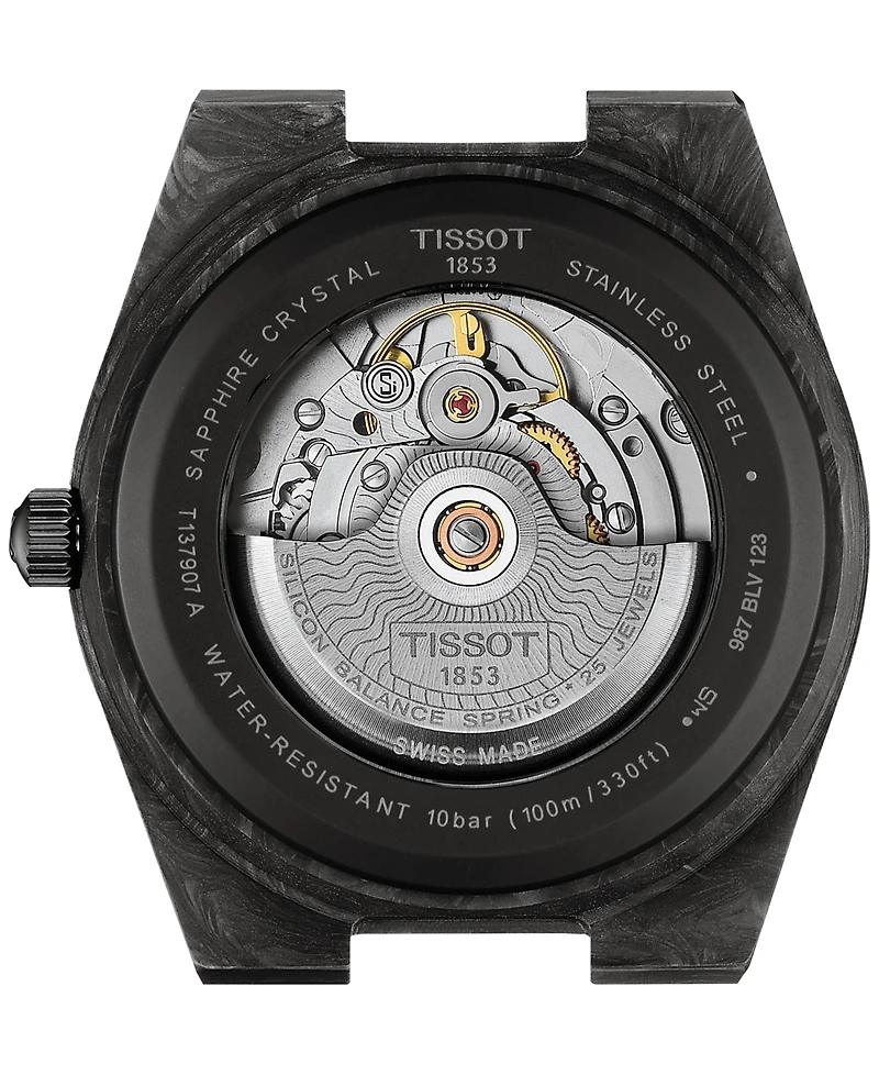 Tissot Men's Swiss Automatic Prx Powermatic 80 Black Rubber Strap Watch 40mm