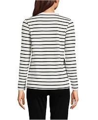 Lands' End Women's Relaxed Supima Cotton Long Sleeve V-Neck T-Shirt