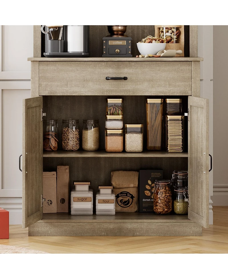 gaomon Kitchen Pantry Cabinet, 71" Tall Kitchen Hutch Storage Cabinet with Microwave Stand, Freestanding Buffet Cabinet