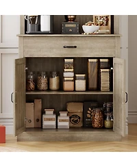 gaomon Kitchen Pantry Cabinet, 71" Tall Kitchen Hutch Storage Cabinet with Microwave Stand, Freestanding Buffet Cabinet