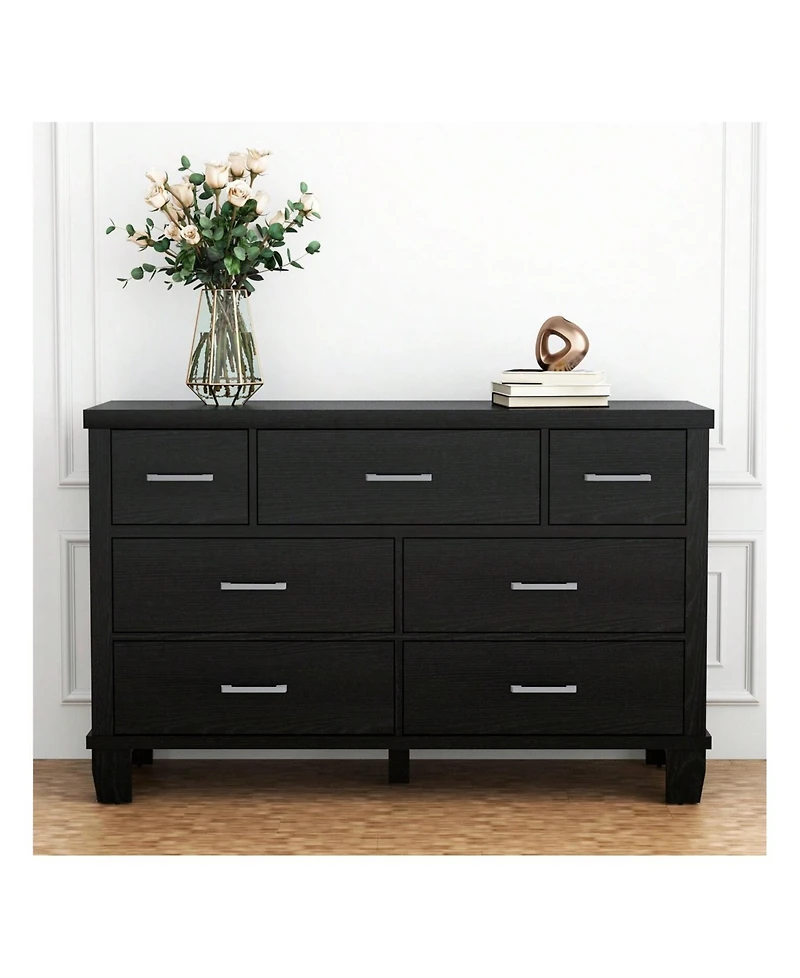 Vintage Dresser For Bedroom With 7 Drawers, Vintage Design Wood Drawer Dresser Chest Of Drawers For Closet, Living Room, Hallway, Nursery