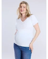 Motherhood Maternity V-Neck Side-Ruched Short Sleeve Tee
