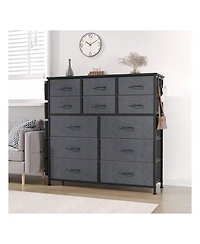Dresser For Bedroom With 12 Drawer, Dressers & Chests Of Drawers For Hallway, Entryway, Storage Organizer Unit With Fabric, Sturdy Metal Frame, Wood T