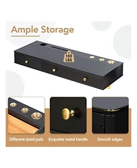 gaomon 47" Floating Shelf With Drawer Multi-Purpose Wall-Mounted Vanity Table Cosmetic Mounted Desk Floating Table Make Up Desk For Bedroom Bathroom H