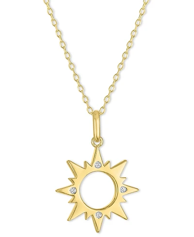 Diamond Accent Sun Pendant Necklace in 14k Gold-Plated Sterling Silver, 16" + 2" extender