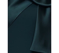Betsy & Adam Women's Bow-Trimmed One-Shoulder Gown