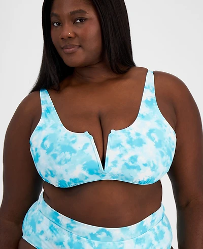 Salt + Cove Plus Tie-Dyed Bikini Top, Created for Macy's