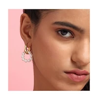 Sohi Women's Asymmetrical Pearl Hoop Earrings