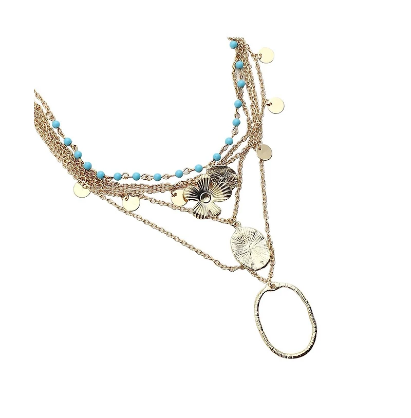 Sohi Women's Textured Multi-Layer Necklace