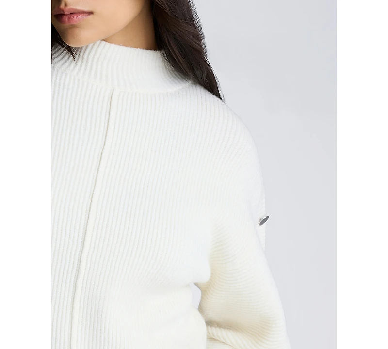 Kenneth Cole Women's Button-Sleeve Mock Neck Sweater