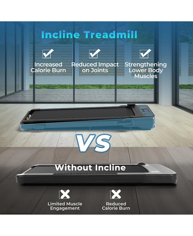 Hongge 2-in-1 Folding Treadmill with 300 Lbs Capacity, Remote Control, and Shock Absorption