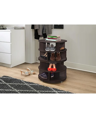 Kings Brand Furniture 4-Tier Rotating Lazy Susan Shoe Rack, 360° Revolving Storage Organizer for Closet Entryway Bedroom Hallway