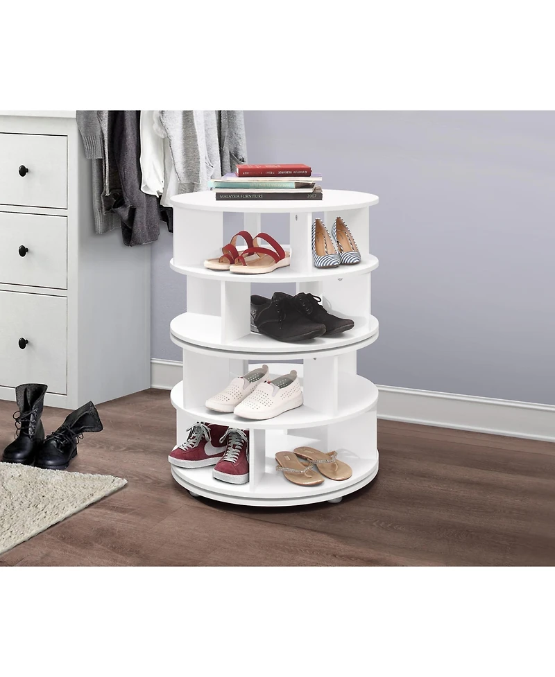 Kings Brand Furniture 4-Tier Rotating Lazy Susan Shoe Rack, 360° Revolving Shoe Storage Organizer for Closet Entryway Bedroom Hallway