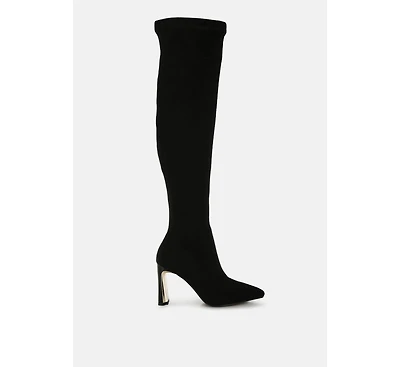 Star Gazer Slim Block Heel Long Boots