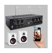 Pyle 6-Channel Wireless Bluetooth Home Audio Amplifier with Fm Radio, MP3/Usb/Sd Playback - 750W Max, PTA62BT