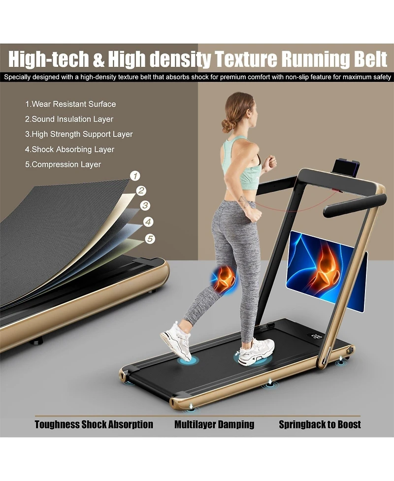 2.25HP 2-in-1 Folding Treadmill – App, Speaker & Remote