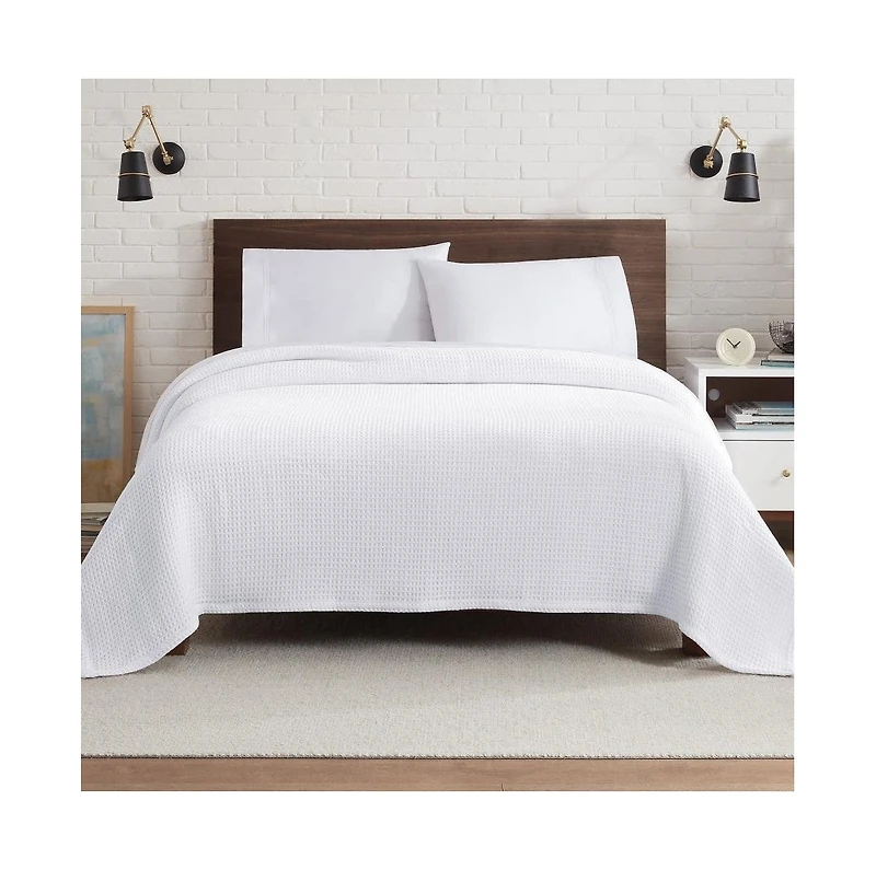 Waffle Weave Luxury Cotton Twin Size Bed Blanket, (Color Options), 66x90 in., Warm Blanket for Bedrooms