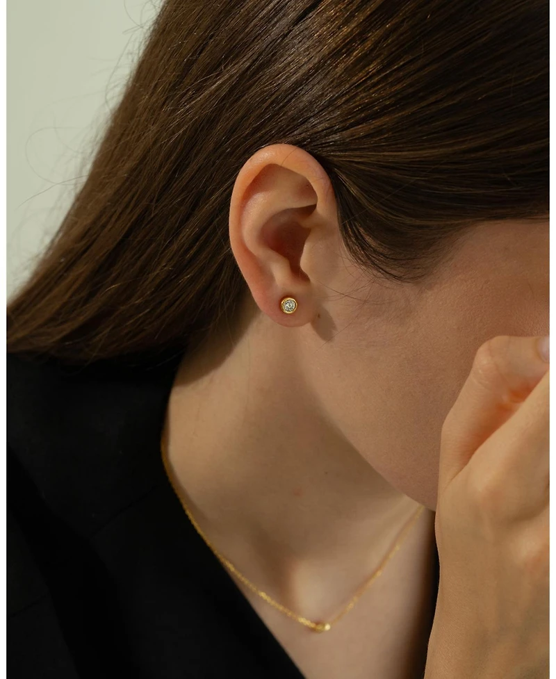 Sterling Silver 18k Gold Plated Margot Classic Stud Earrings