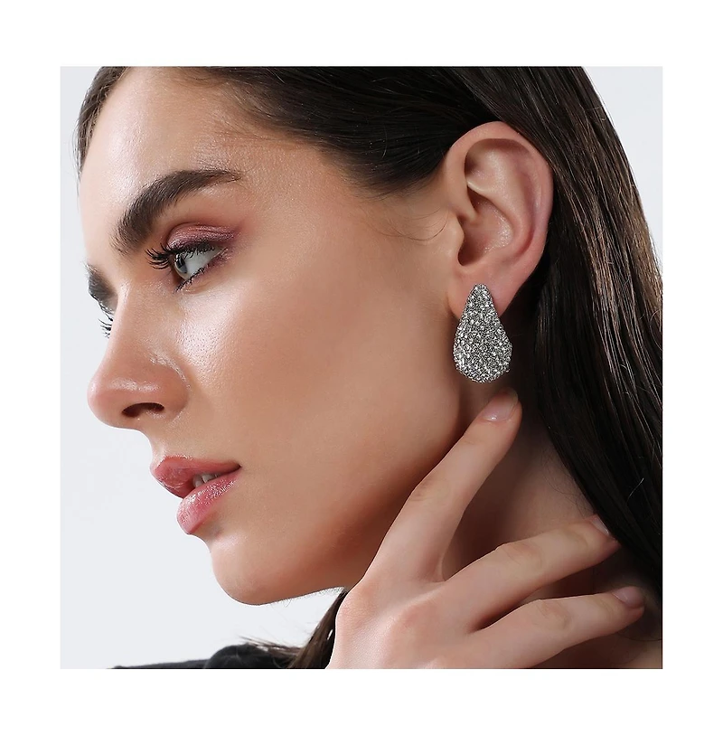 Sohi Women's The Medium Cristal Teardrop Stud Earrings