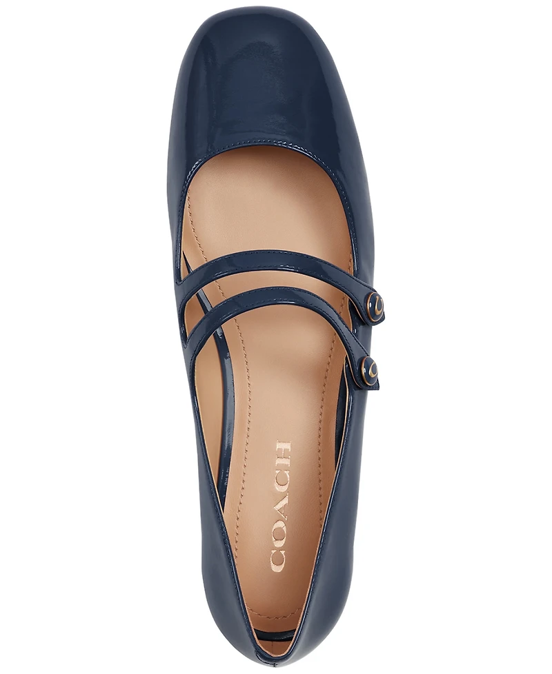 Coach Women's Winley Double Buckle Mary Jane Ballet Flats